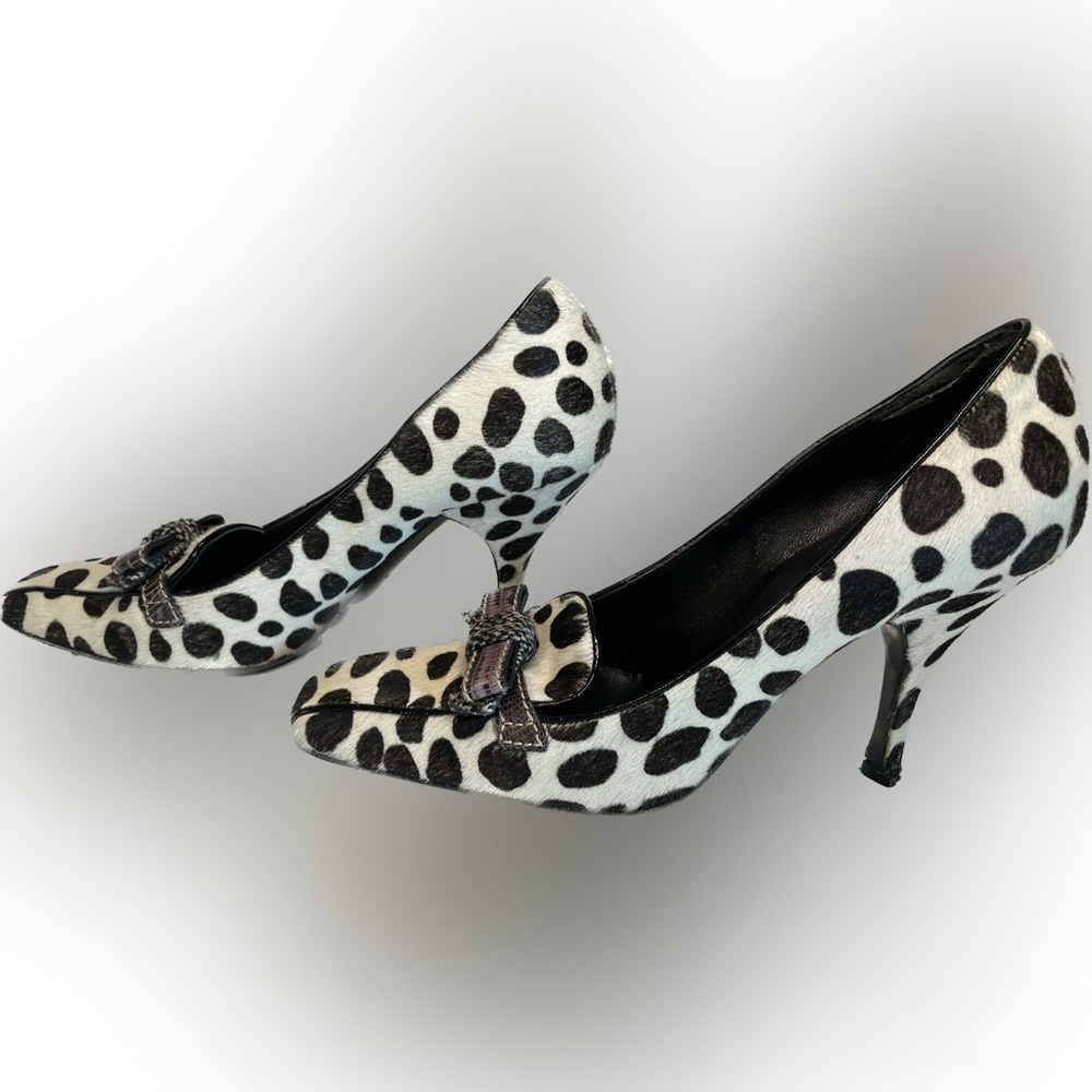 Prada Black and White Pony hair animal print vintage heels. Size 40 or 9